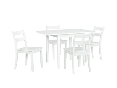 Florian 5-Piece Square Drop Leaf Dining Set - White