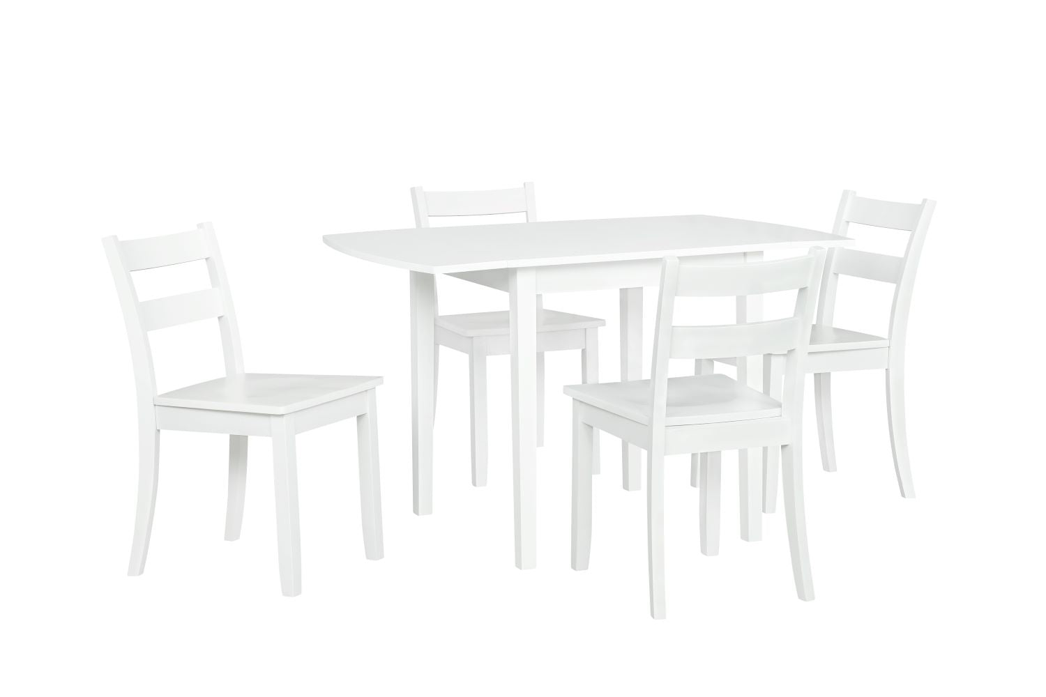 Florian 5-Piece Square Drop Leaf Dining Set - White