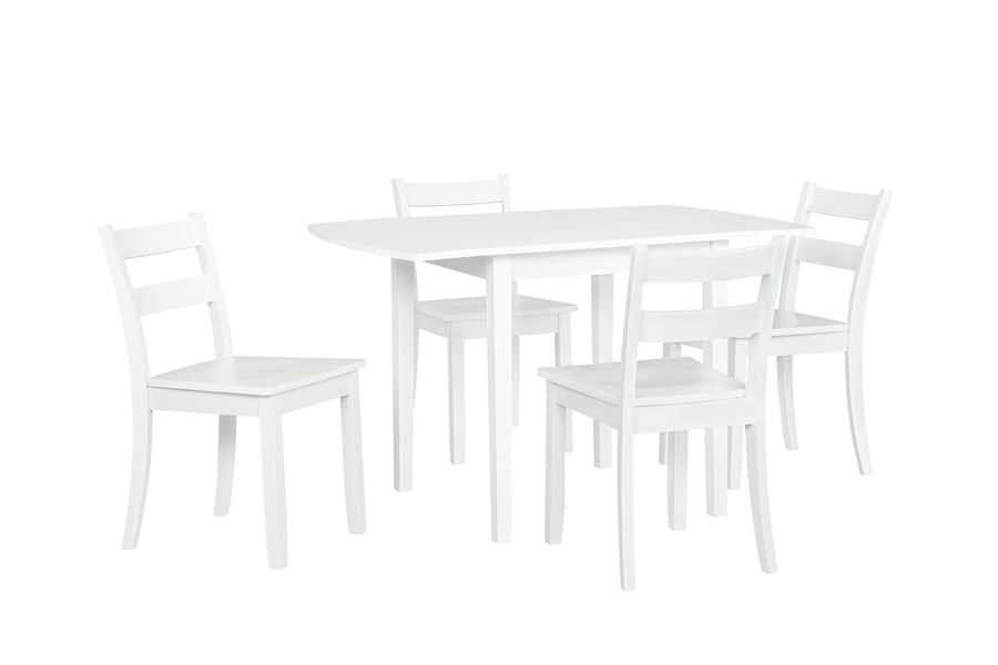 Florian 5-Piece Square Drop Leaf Dining Set - White