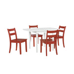 Florian 5-Piece Square Drop Leaf Dining Set - White, Red