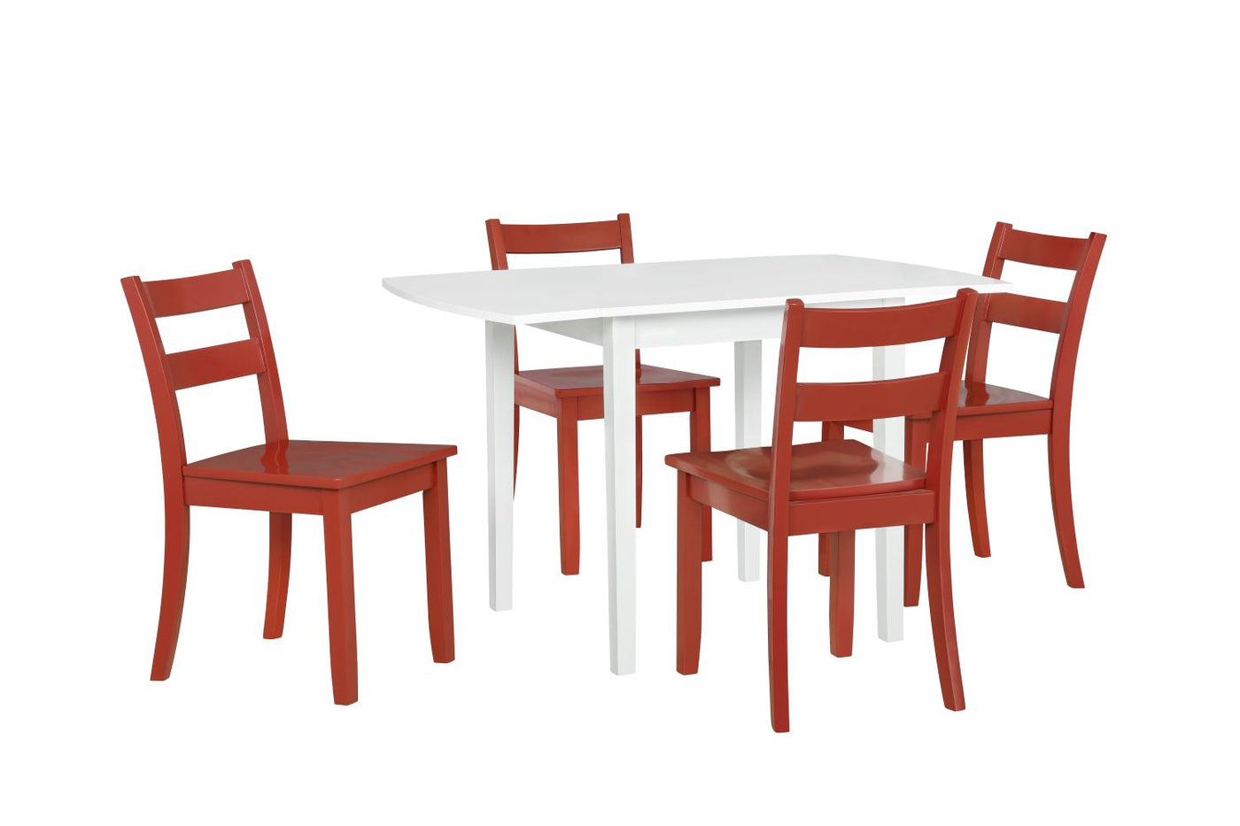 Florian 5-Piece Square Drop Leaf Dining Set - White, Red
