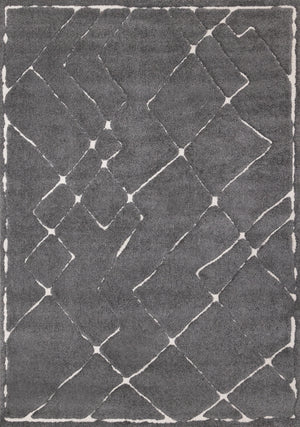 Obsidian 6'7" x 9'6" Broken Lattice Area Rug - Grey, White