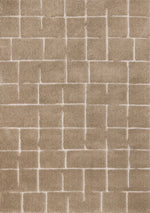 Sable Grid 7'10" x 10'6" Broken Grid Pattern Area Rug - Light Brown, Cream