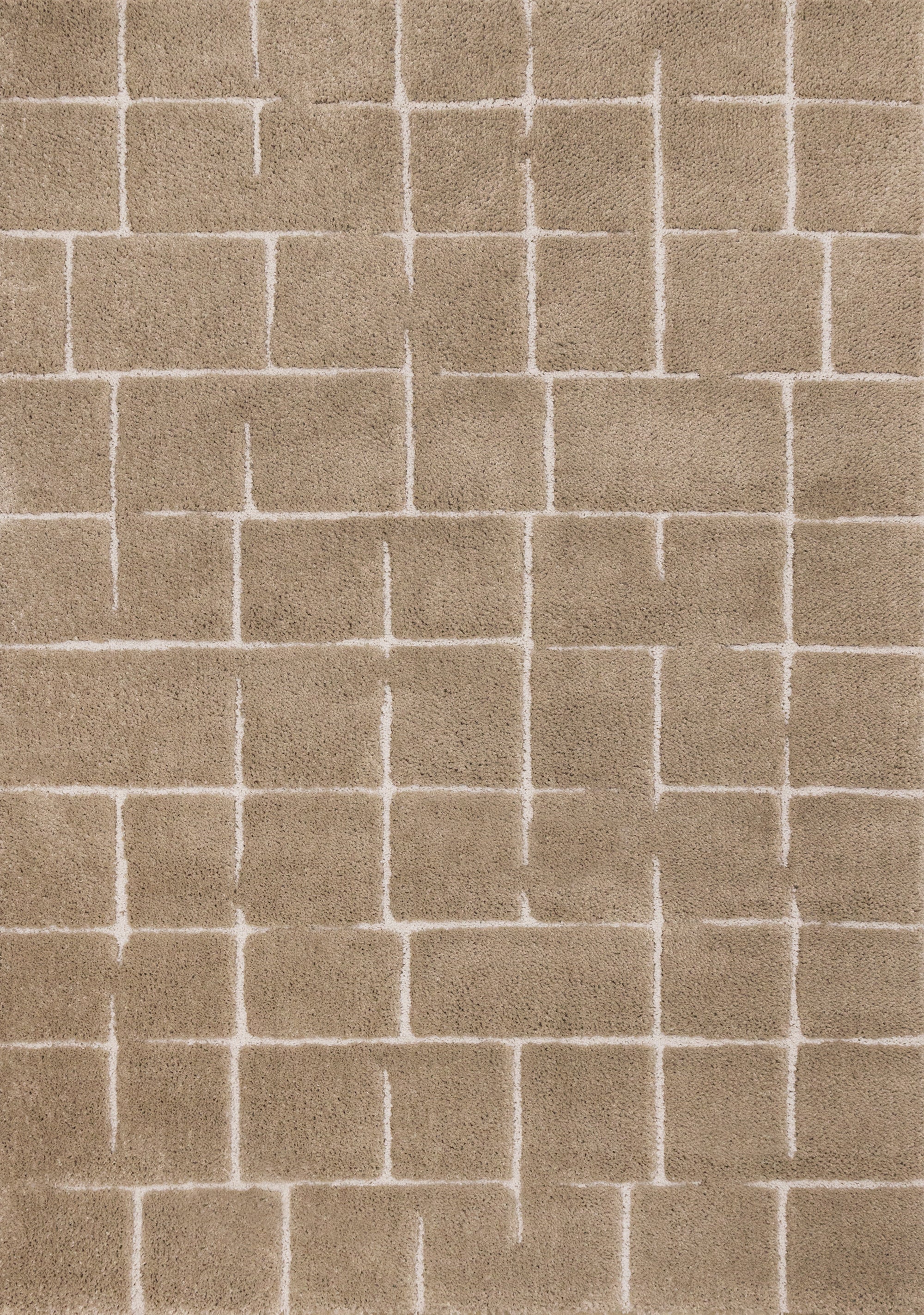 Sable Grid 7'10" x 10'6" Broken Grid Pattern Area Rug - Light Brown, Cream