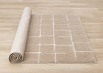 Sable Grid 7'10" x 10'6" Broken Grid Pattern Area Rug - Light Brown, Cream