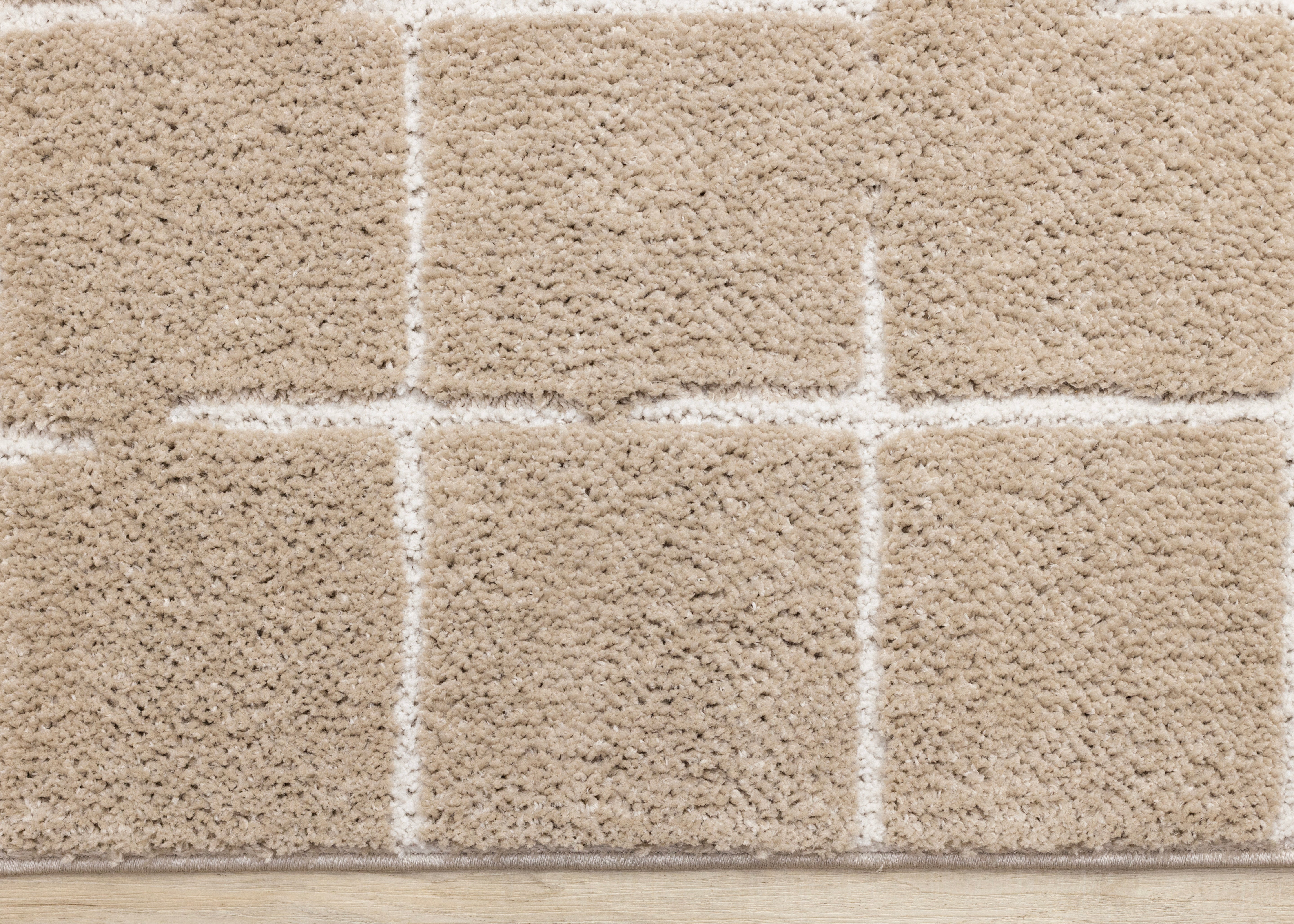 Sable Grid 7'10" x 10'6" Broken Grid Pattern Area Rug - Light Brown, Cream