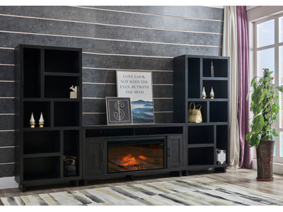 Tessan 3-Piece Fireplace Entertainment Wall Unit – Dark Grey, Brown