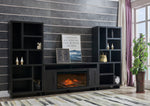 Tessan 3-Piece Fireplace Entertainment Wall Unit – Dark Grey, Brown