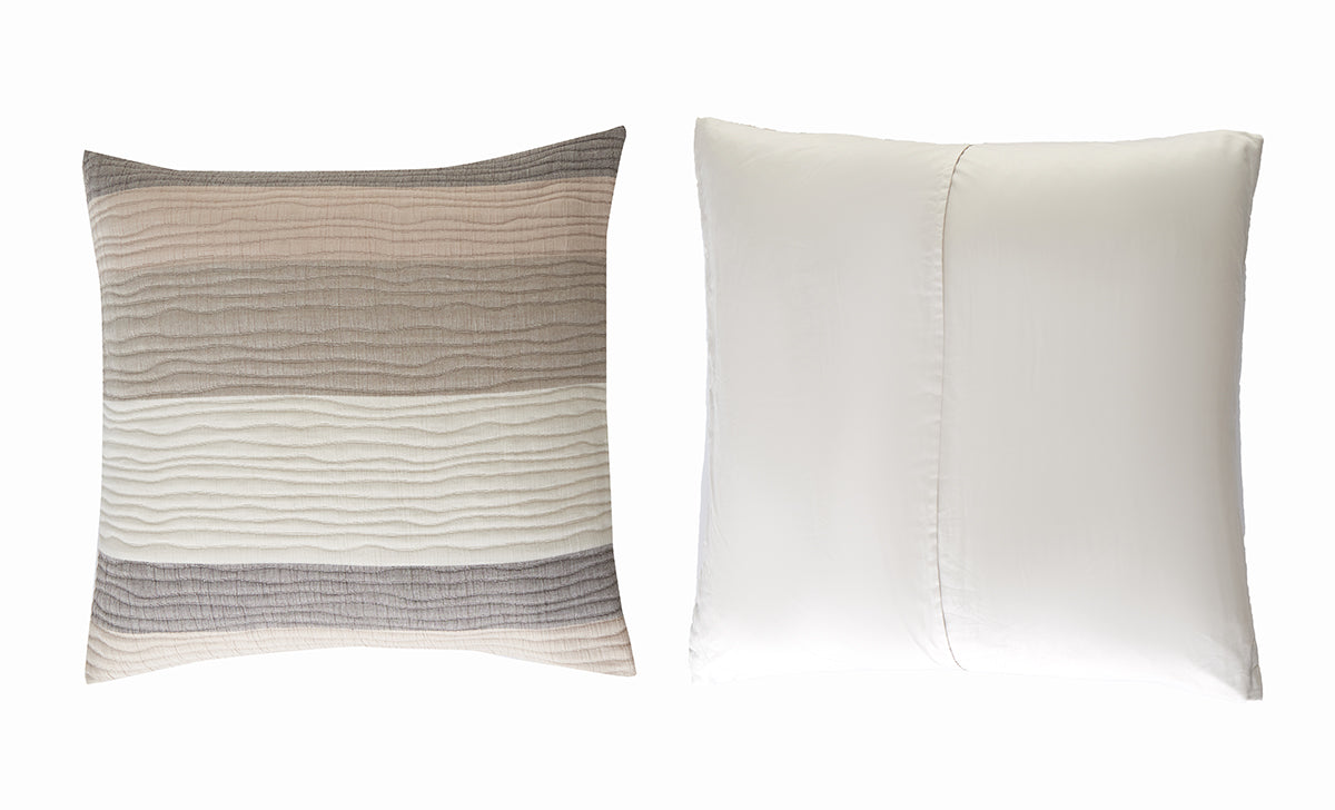 The Great Indoors 5-Piece Queen Comforter Set square pillow sham with striped quilted front and solid cream reverse