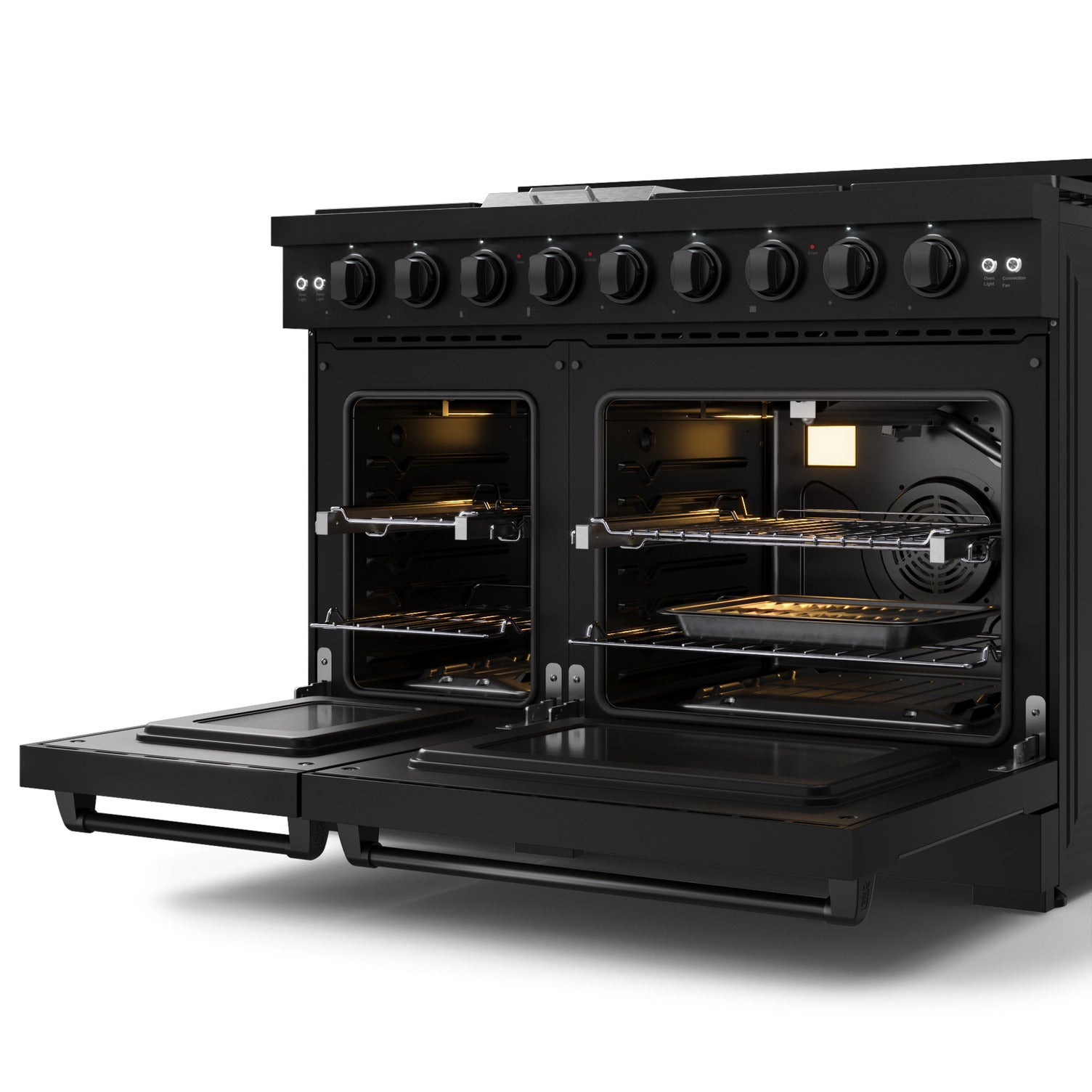 Thor Kitchen Black Stainless Steel Freestanding Professional Double Oven Gas Range|Gordon Ramsay Series (7 cu.ft.) - RSG48EB