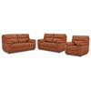 Toscana Leather Sofa, Loveseat and Chair Set - Cognac