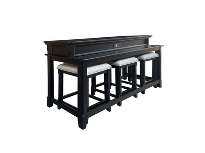 Turner 4-Piece Sofa Table with Stools - Black