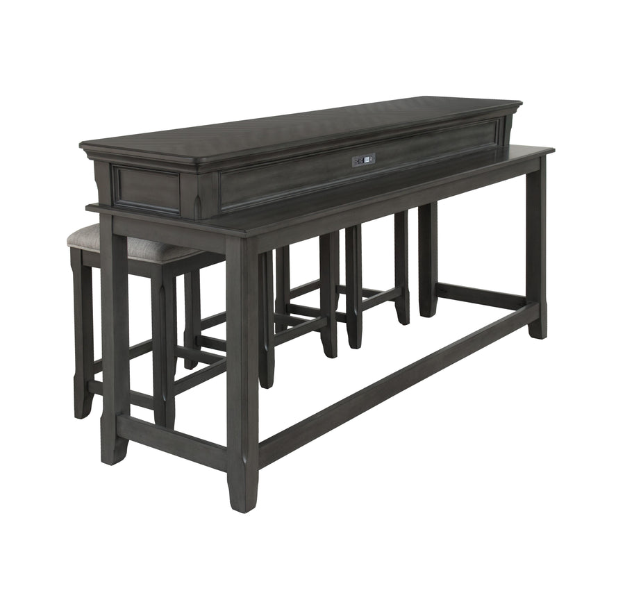 Turner 4-Piece Sofa Table with Stools - Grey