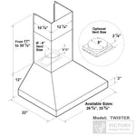 VICTORY Stainless Steel 30" 750 CFM Wall Mount Range Hood - Twister-30--