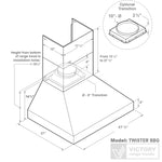VICTORY Stainless Steel 48-Inch 1200 CFM Wall Mount Range Hood for Outdoor BBQ - Twister-BBQ-48