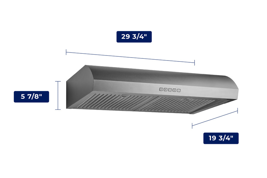 Hauslane Chef Series White 30" 400 CFM Under Cabinet Range Hood - UC-B018WHT-30