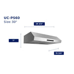Hauslane Stainless Steel 30" Under Cabinet Range Hood - UC-PS60SS-30