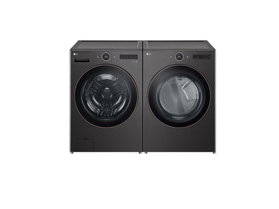 LG Black Steel Front Load Washer Mega Capacity with AI DD™ and LCD Knob (5.8 cu. ft.) & Ultra Large Capacity Smart Front Load Dryer with Built-In Intelligence & TurboSteam® (7.4 cu. ft) - WM6500HBA/DLEX6500B