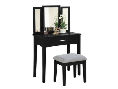 Nyla Vanity with Stool - Black