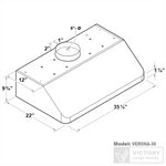 VICTORY Stainless Steel 36-Inch 900 CFM Under Cabinet Range Hood - Verona-36