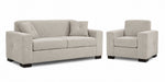 Valetta Sofa and Chair Set - Ivory with wide track arms, dark block feet and matching accent pillows