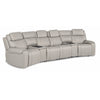Velocity 6 - Piece Leather Power Reclining Home Theatre Seating with 2 Wedge Consoles - Light Grey