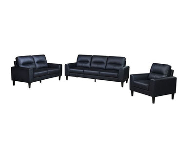 Verissimo Leather Sofa, Loveseat and Chair Set - Black