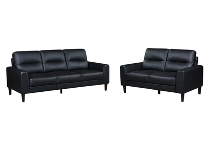 Verissimo Leather Sofa and Loveseat Set - Black