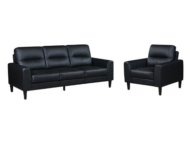 Verissimo Leather Sofa and Chair Set - Black