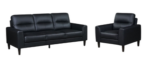 Verissimo Leather Sofa and Chair Set - Black