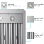 VICTORY Stainless Steel 36-Inch 900 CFM Under Cabinet Range Hood - Verona-36