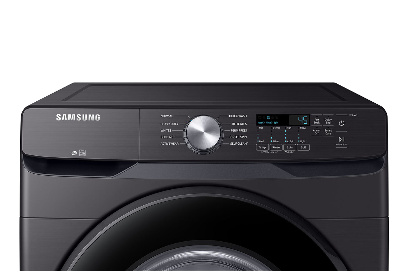 Samsung Black Stainless Steel Front-Load Washer (5.2 cu. ft.) & Black Stainless Steel Electric Dryer (7.5 cu. ft.) - WF45T6000AV/A5/DVE45T6005V/AC
