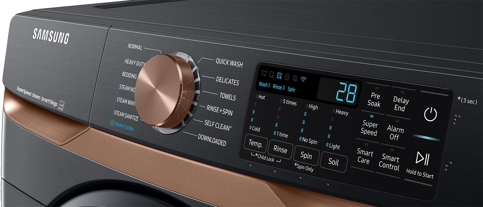 Samsung Black Stainless Steel Front Load Washer with Large Capacity and Super Speed (5.8cu.ft) - WF50BG8300AVUS