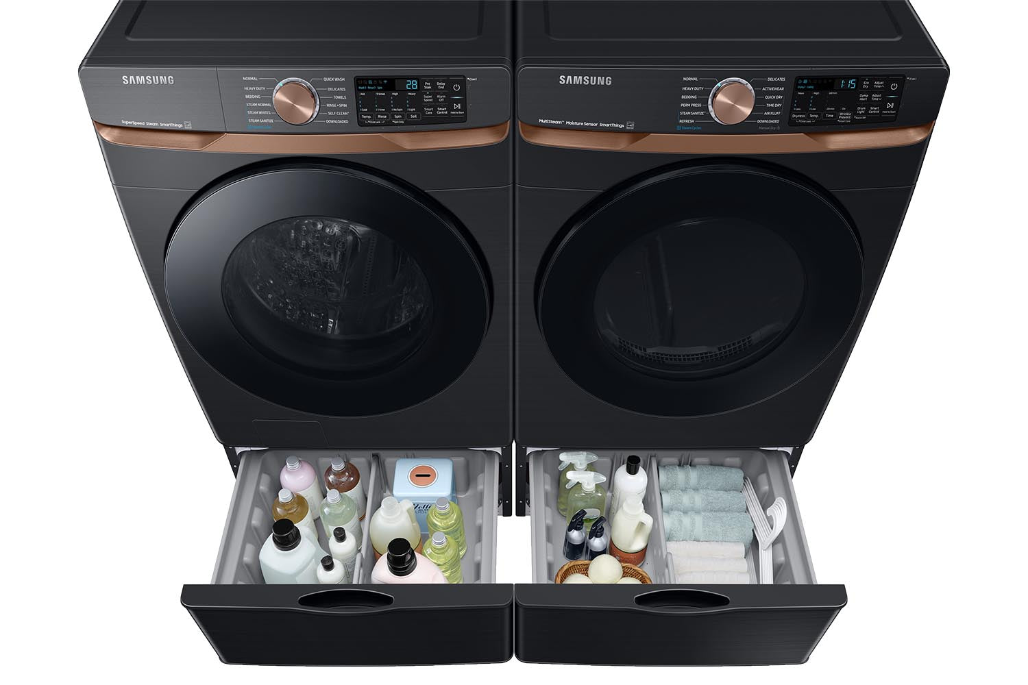 Samsung Black Stainless Steel Front Load Dryer with Steam Sanitize