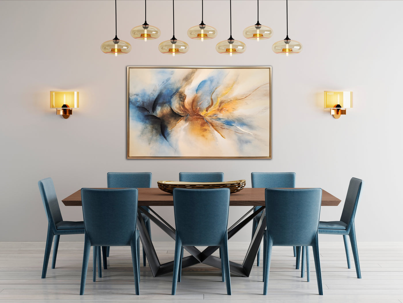 Beginning to End Wall Art - Orange/Blue - 46 X 31