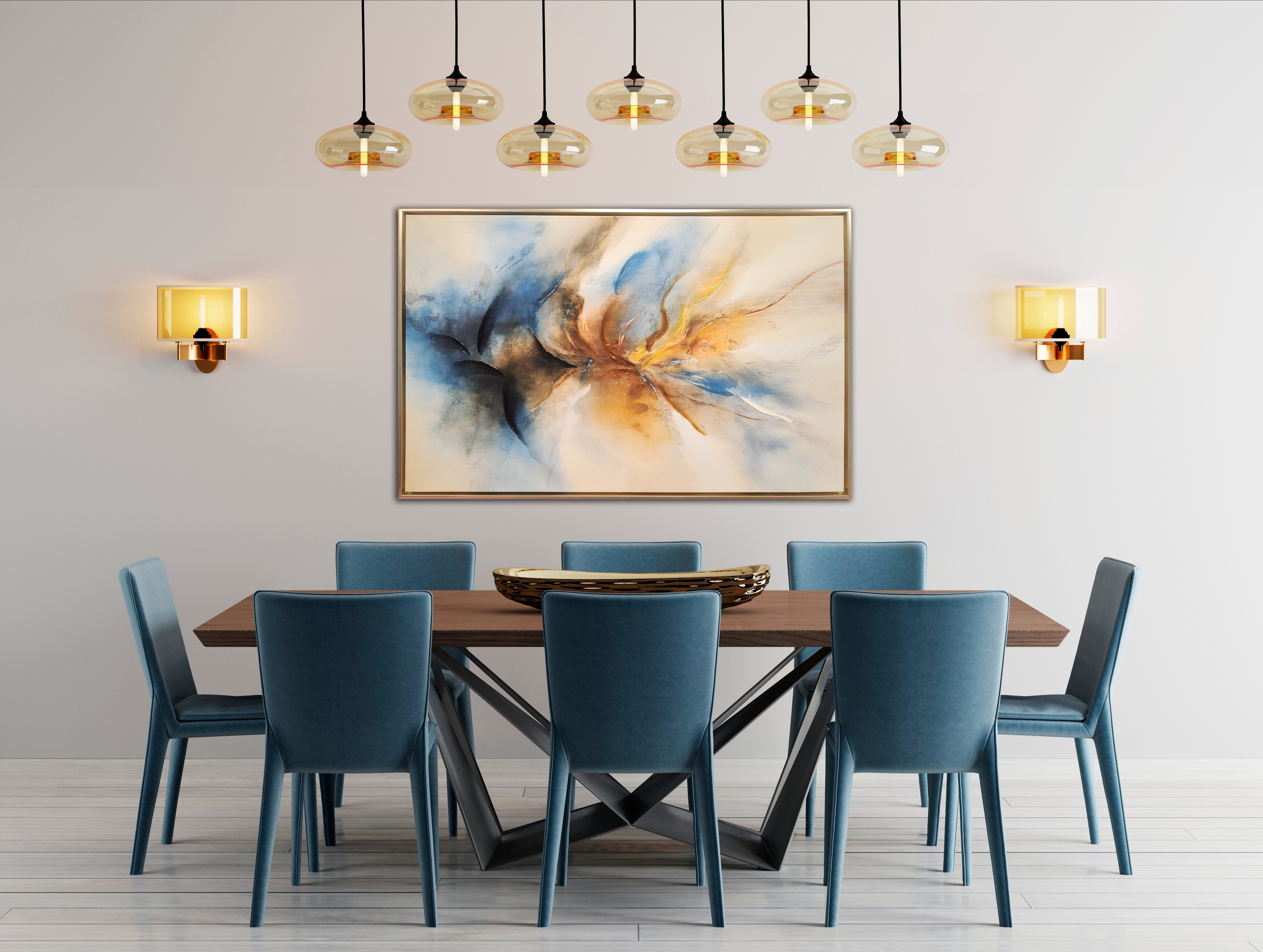 Beginning to End Wall Art - Orange/Blue - 46 X 31