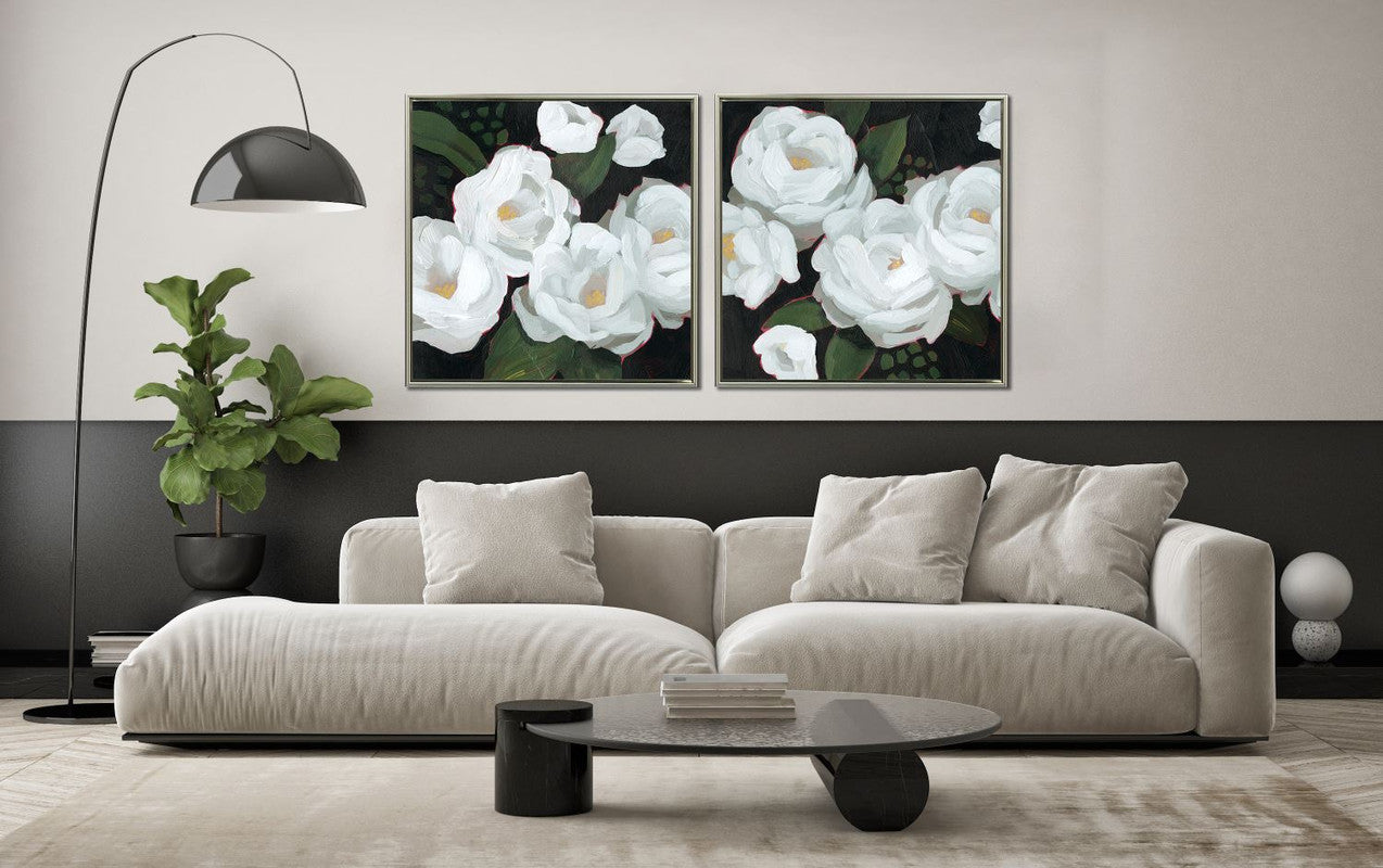 White Blooms I Wall Art - White/Green - 33 X 33