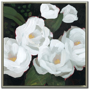 White Blooms I Wall Art - White/Green - 33 X 33