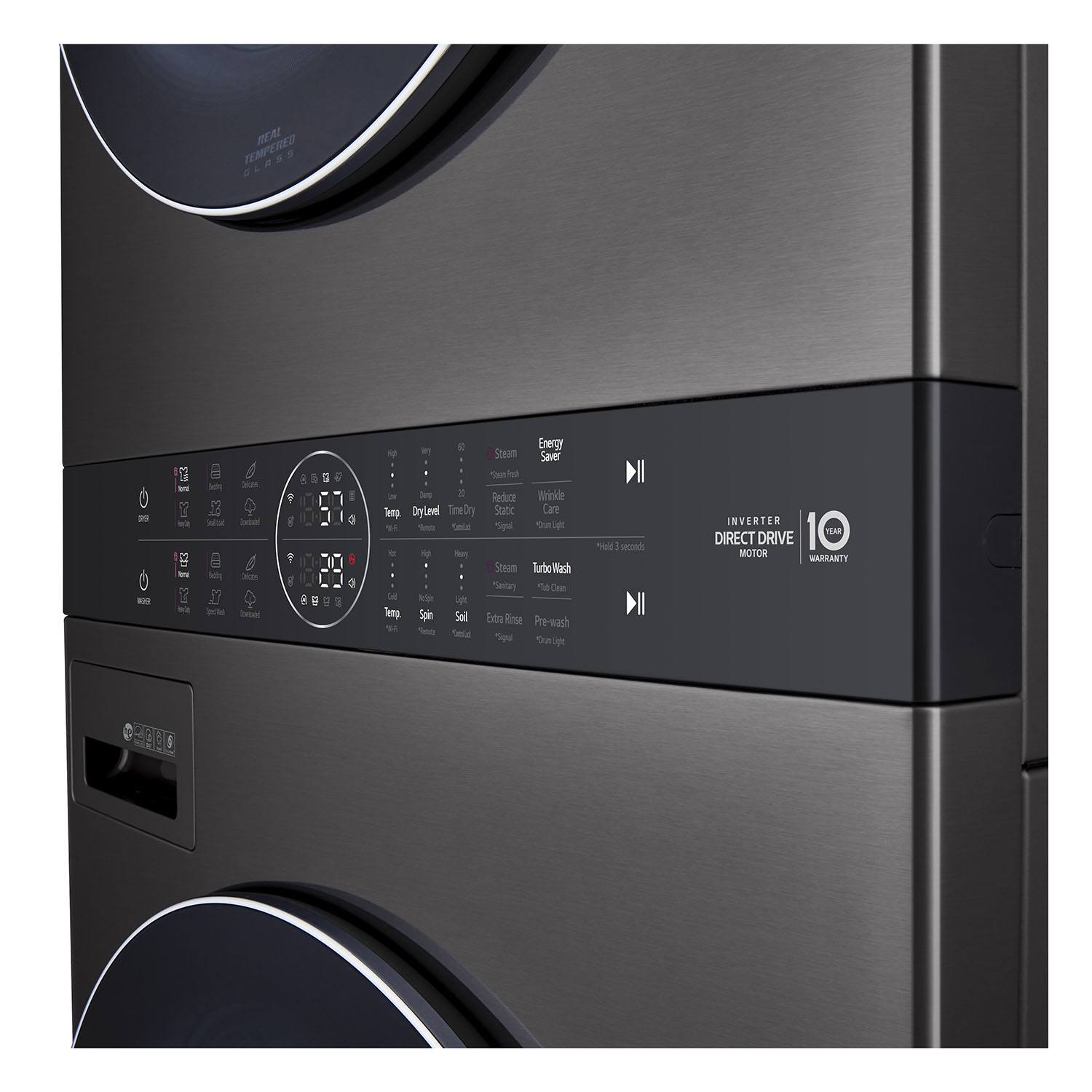 LG Black Stainless Steel Wash Tower™ 5.2 Cu. Ft. Front Load Washer and 7.4 Cu. Ft. Gas Dryer - WKGX201HBA