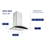 Hauslane Stainless Steel Chef 36" Convertible Wall-Mounted Range Hood - WM-639SS-36--