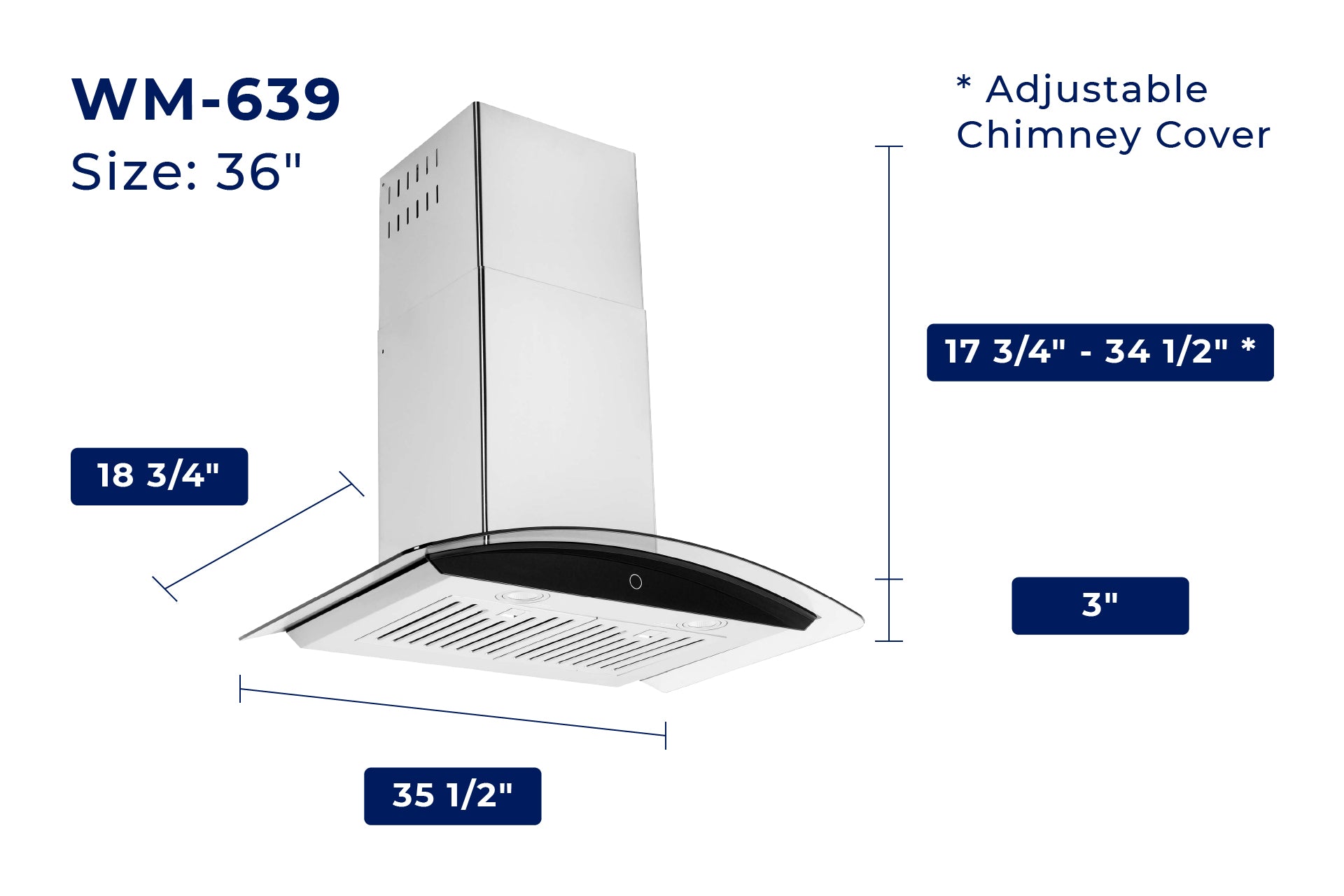 Hauslane Stainless Steel Chef 36" Convertible Wall-Mounted Range Hood - WM-639SS-36--