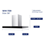 Hauslane Stainless Steel Chef 36" Wall-Mounted Range Hood - WM-739SS-36--