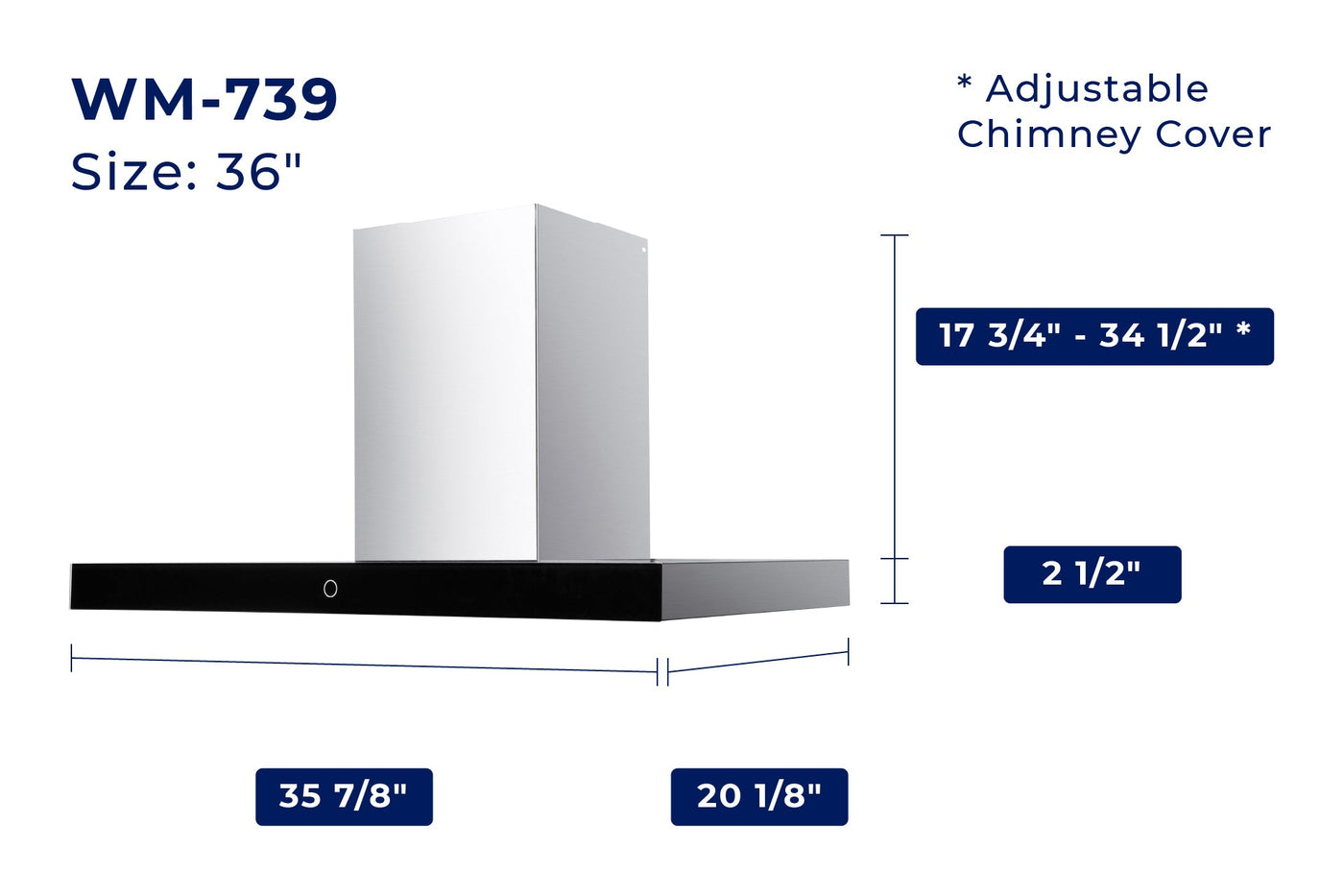 Hauslane Stainless Steel Chef 36" Wall-Mounted Range Hood - WM-739SS-36--