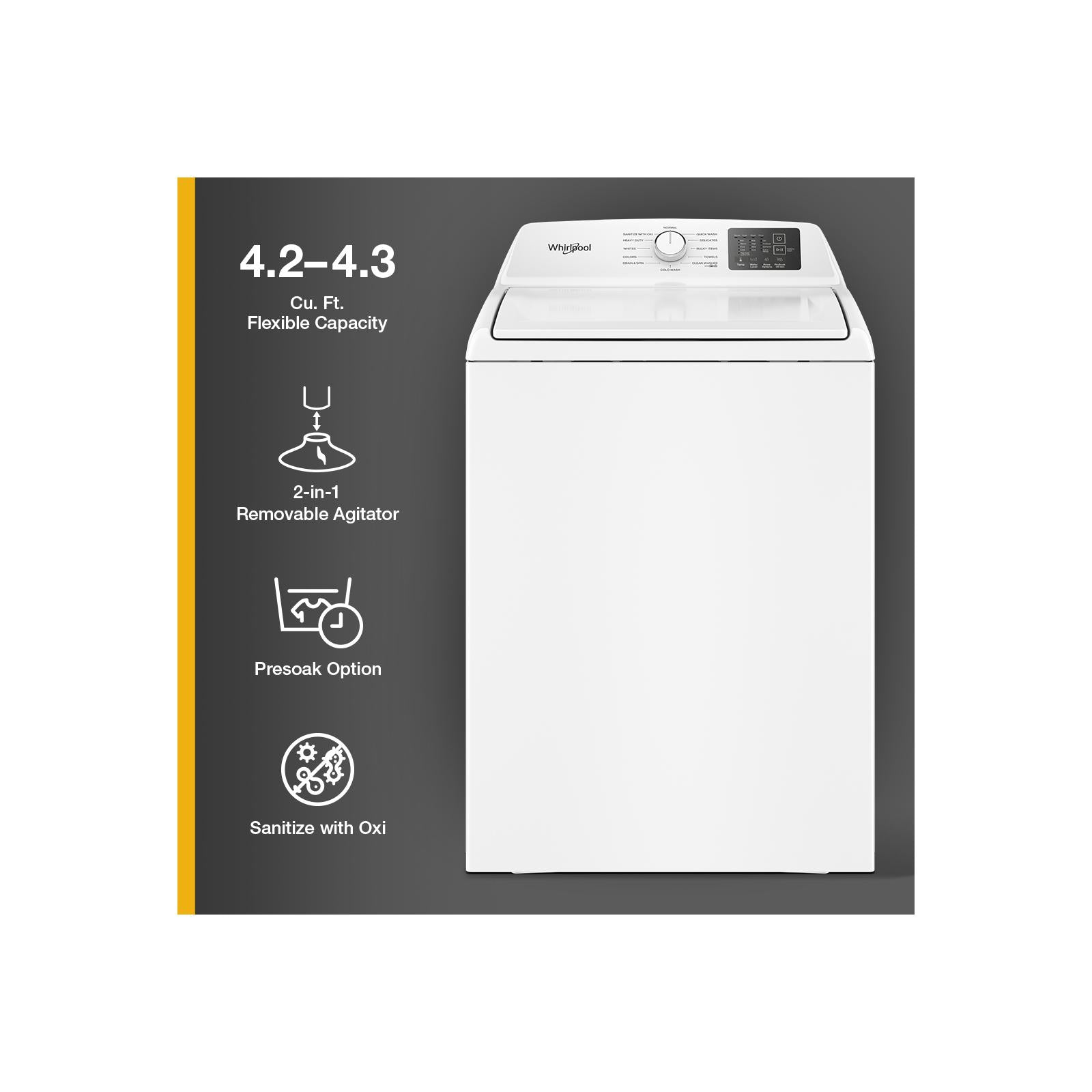 Whirlpool White Top Load Washer (4.8 Cu. Ft. IEC) - WTW4107SW--