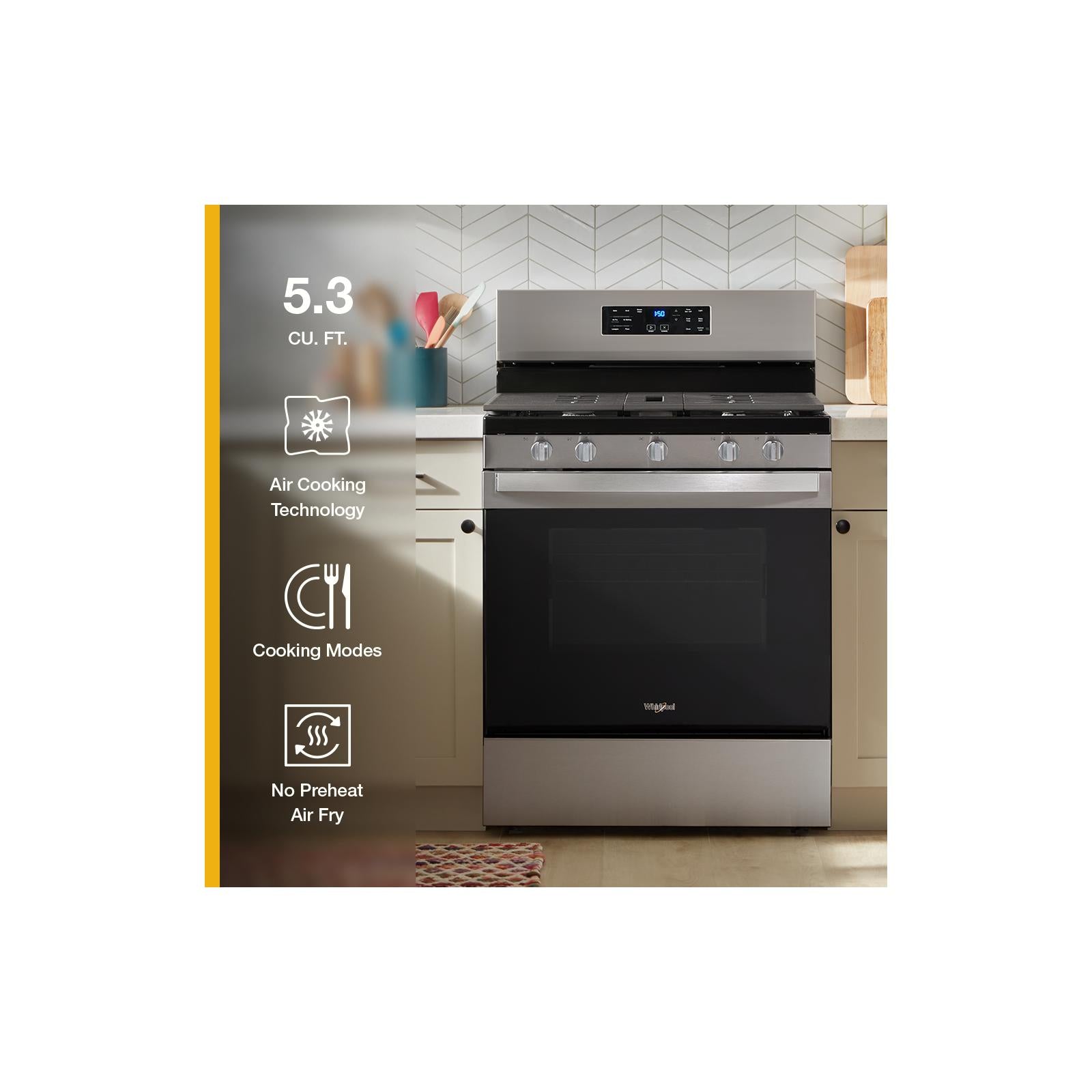 Whirlpool Black Freestanding Gas Single Oven Convection Range (5.0 Cu. Ft.) - WFGS4530SB--