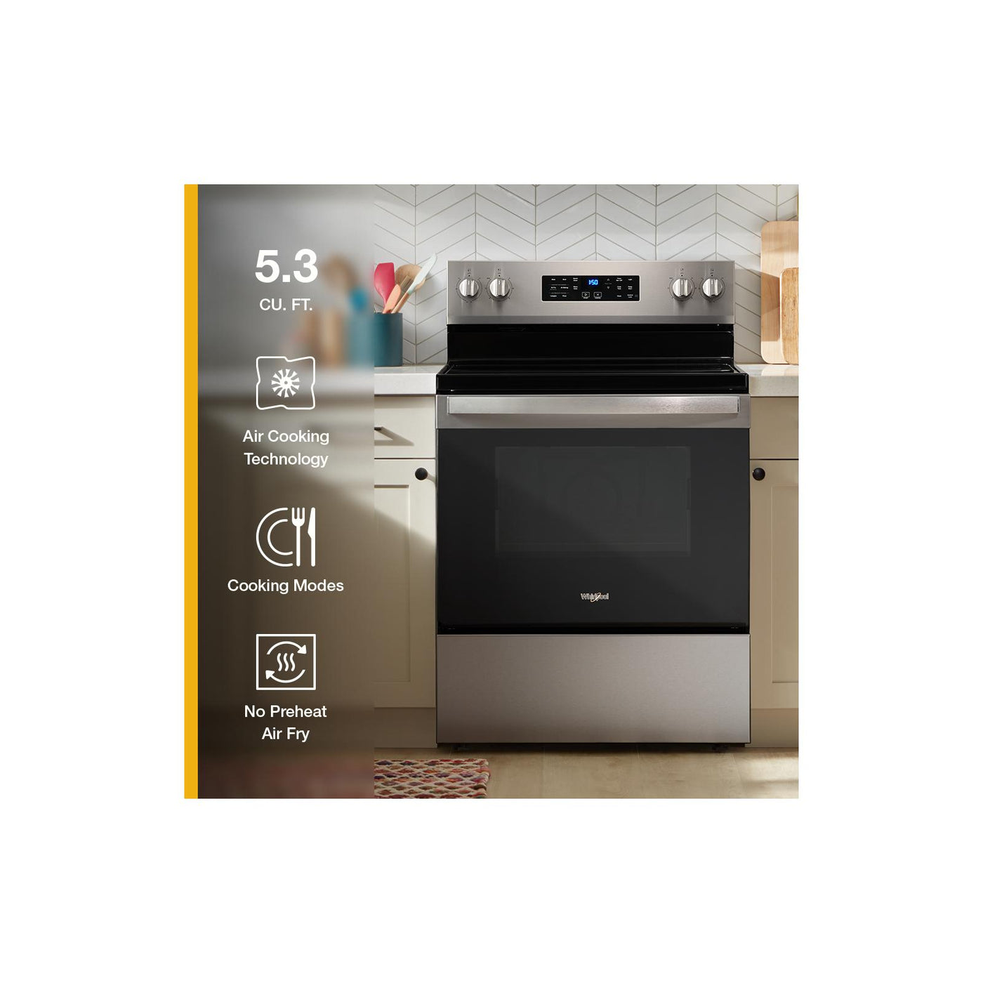 Whirlpool Black Freestanding Electric Single Oven Convection Range (5.3 Cu. Ft.) - YWFES4530SB--
