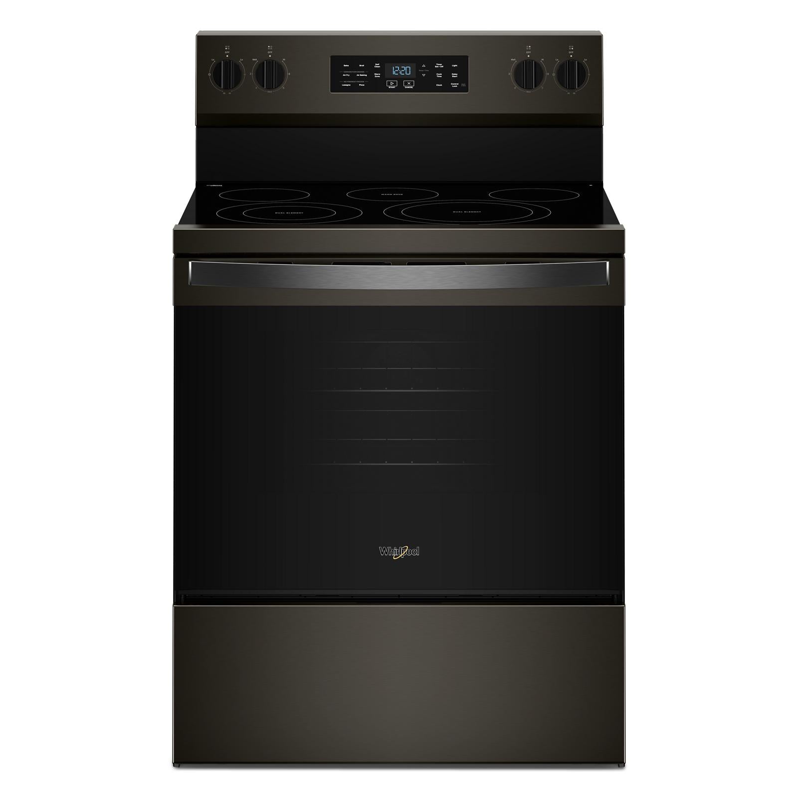 Whirlpool Black-on-Stainless Freestanding Electric Single Oven Convection Range (5.3 Cu. Ft.) - YWFES5730SV