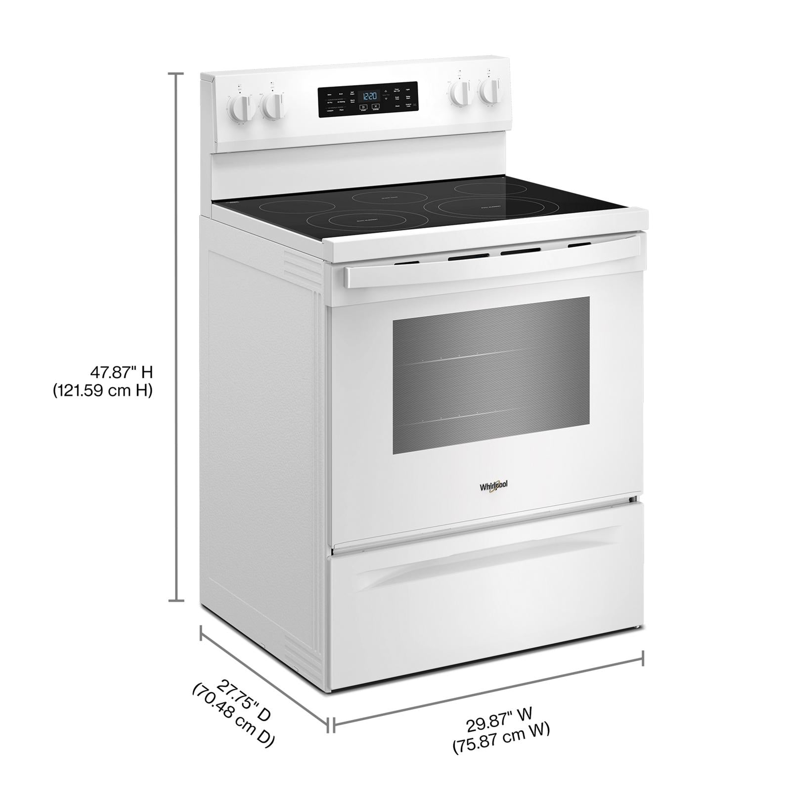 Whirlpool White Freestanding Electric Single Oven Convection Range (5.3 Cu. Ft.) - YWFES5730SW