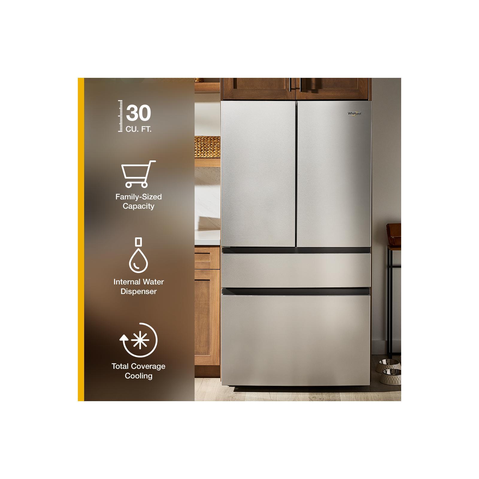 Whirlpool 36" 30 Cu. Ft. Print Resist Black Stainless Steel French Door Refrigerator - WRMF3336SV
