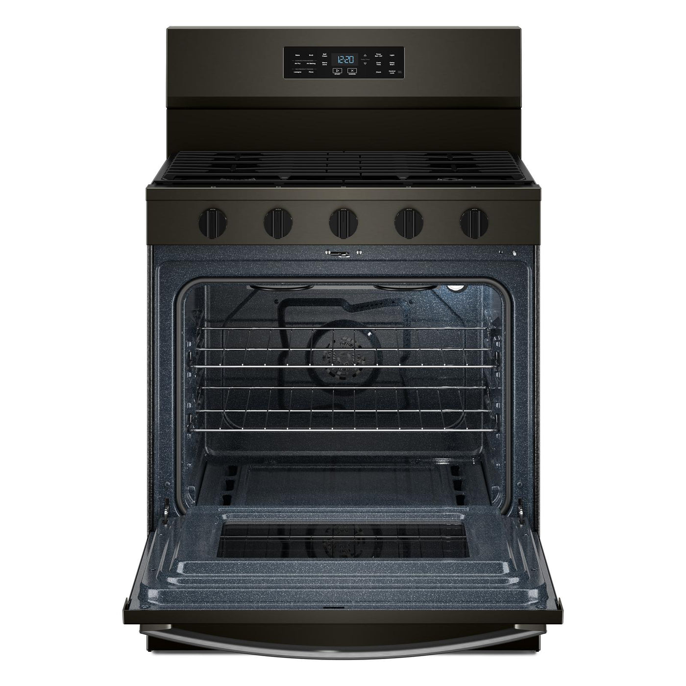 Whirlpool Black-on-Stainless Freestanding Gas Single Oven Convection Range (5.0 Cu. Ft.) - WFGS5730SV